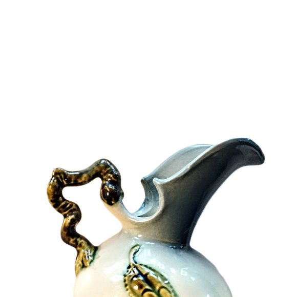 VTG HULL POTTERY 7" Pitcher Ewer Vase (W6 Woodland) Blue & Green w/Twig Handle - Picture 11 of 12